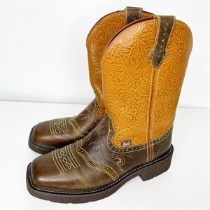 Justin Boots Women's Starlina Square Toe Boots Brown Size 9.5 B